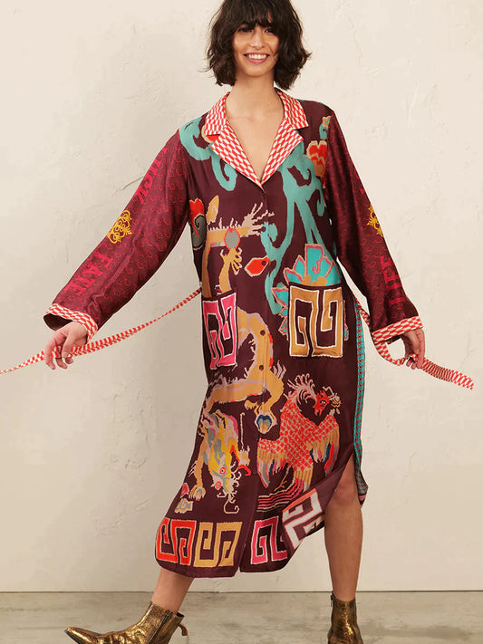 Me 369 Gwen Belted midi Dress Dragon - Premium Midi Dress from Marina St Barth - Just $375! Shop now at Marina St Barth