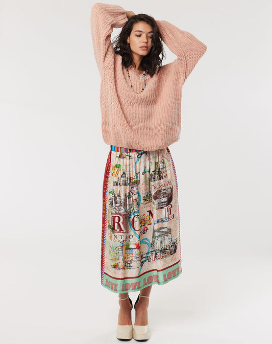 Me 369 Vanessa Rouge Midi Skirt - Premium Skirts from Marina St Barth - Just $225! Shop now at Marina St Barth