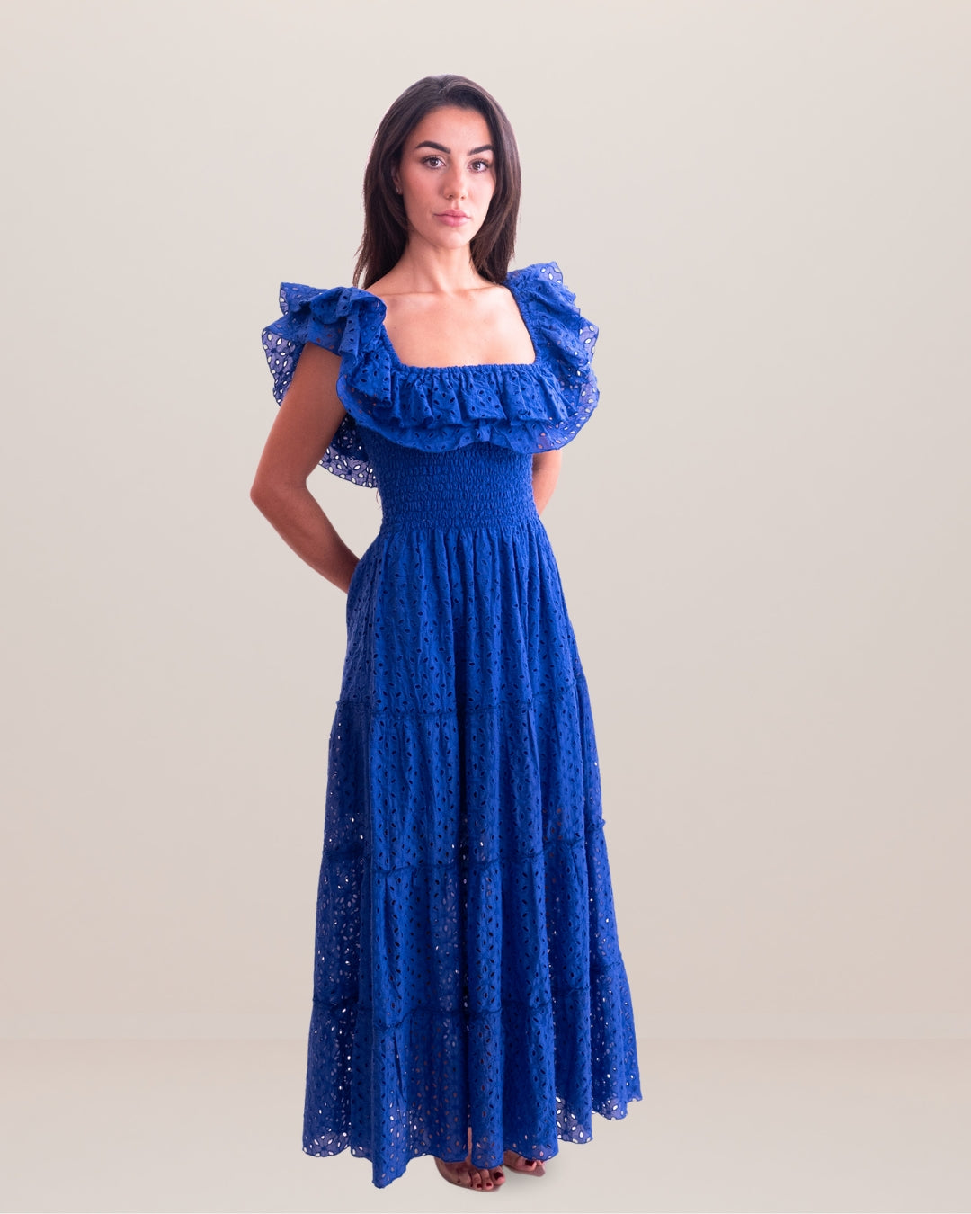 Positano Volant Linen Long Dress | Marina St Barth