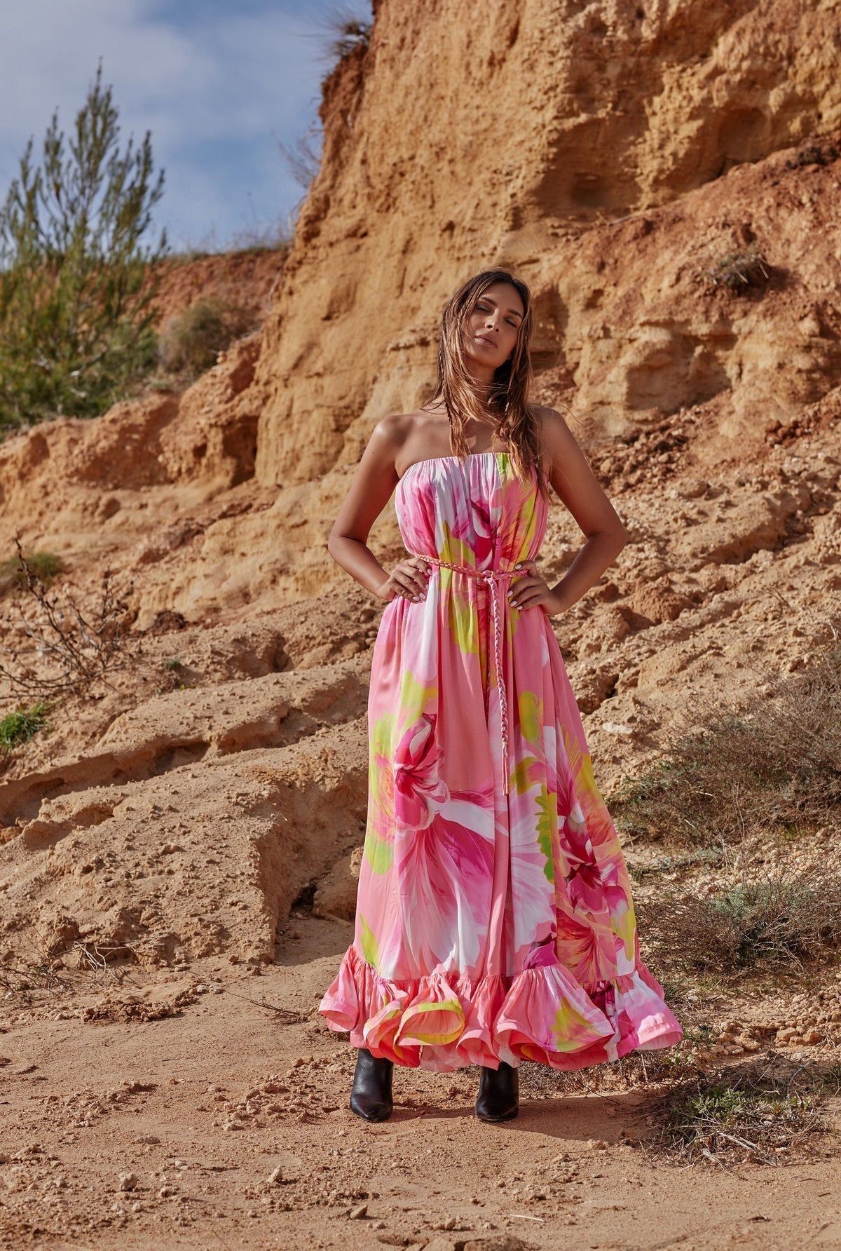 Hemant & Nandita Mina Long Dress Braided Belt | Marina St Barth