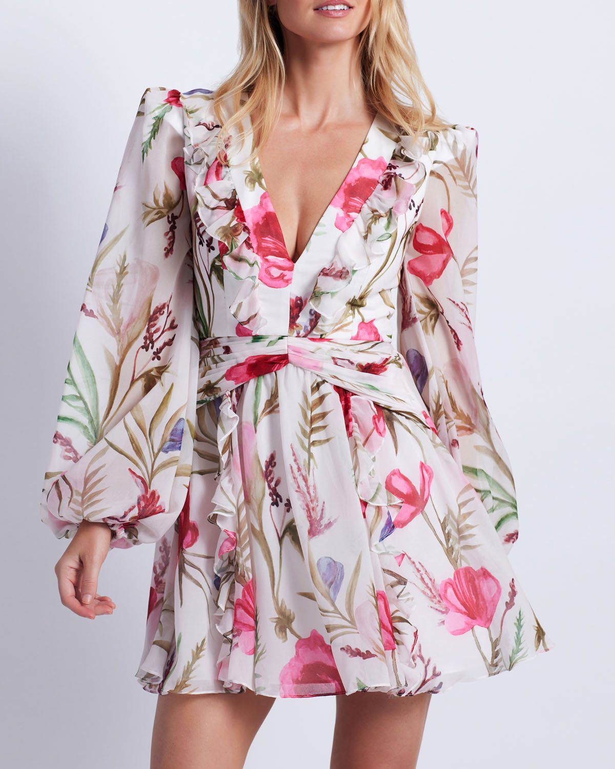 silk v neck mini dress PatBo Viera V Neck Mini Dress