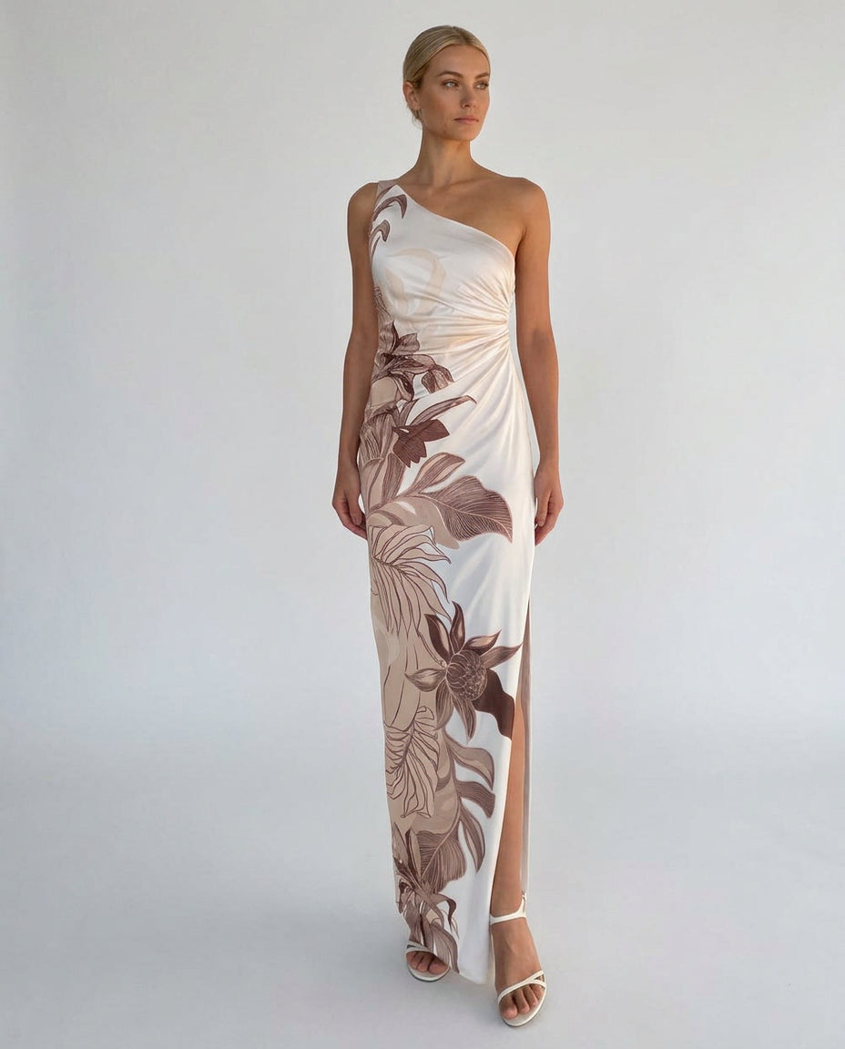 Rococo & Sand Cali One Shoulder Maxi Dress Size: M