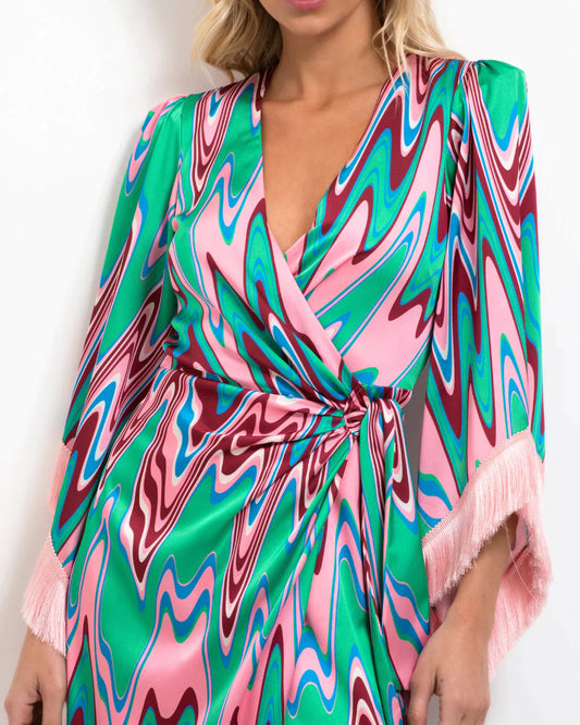 PatBo Wave Fringe Trim Maxi Wrap Dress - Premium Long dress from Marina St Barth - Just $750! Shop now at Marina St Barth
