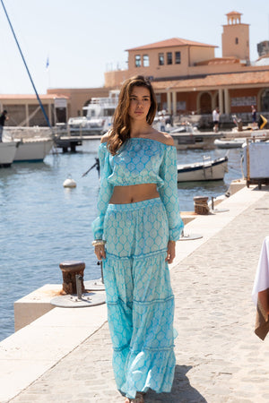 Marlea Marine Maxi Skirt Silk by Marlea from Marina St Barth