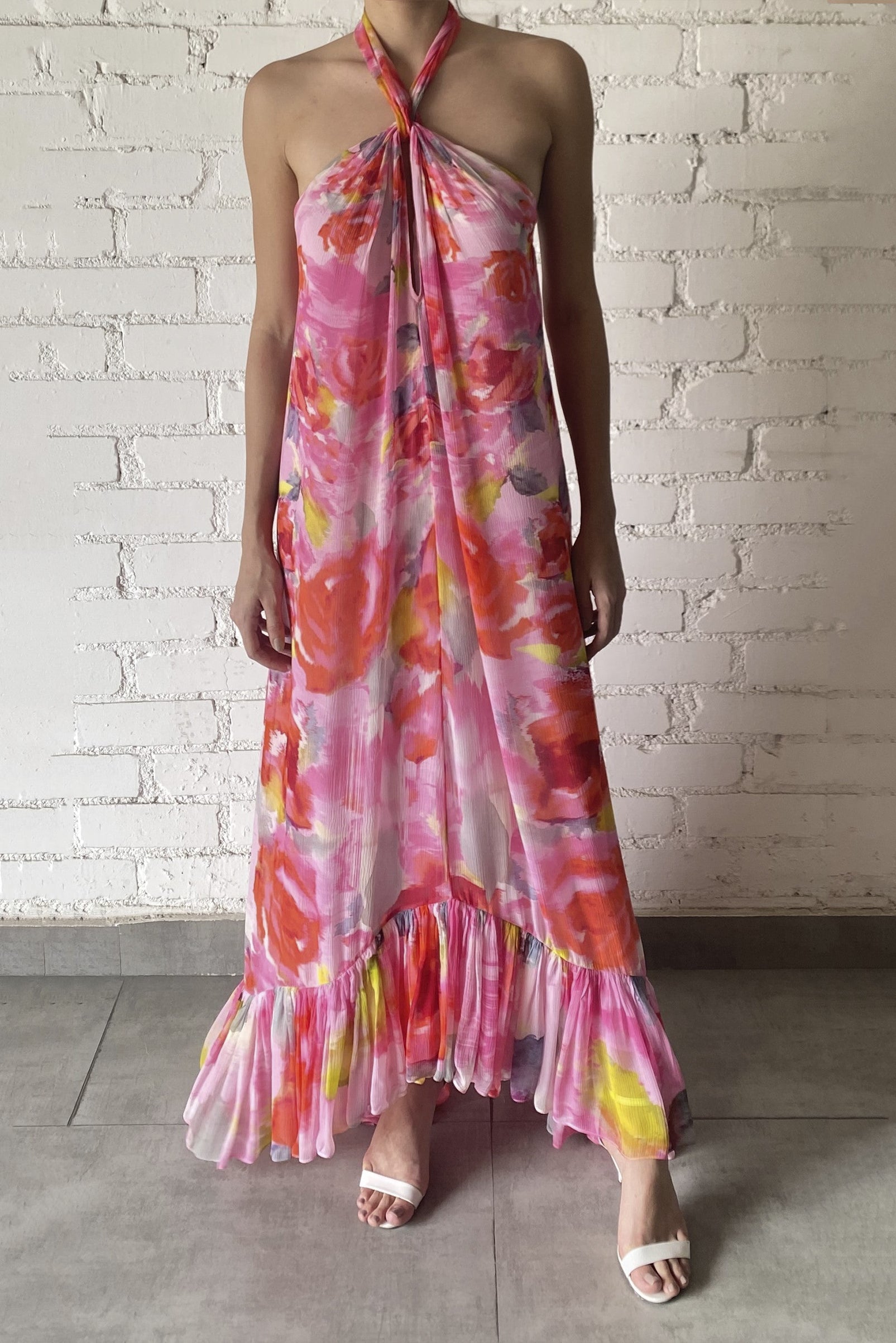 Hemant & Nandita Rosa Long Dress | Marina St Barth Pink Floral / S