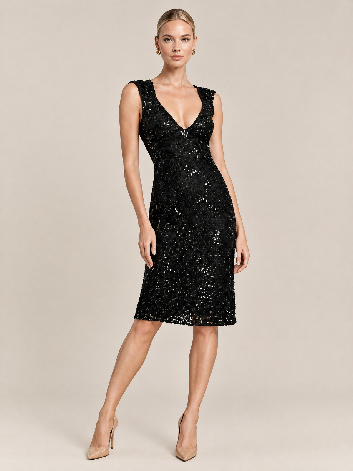Lotus London Cap Sleeve Dress Sequins
