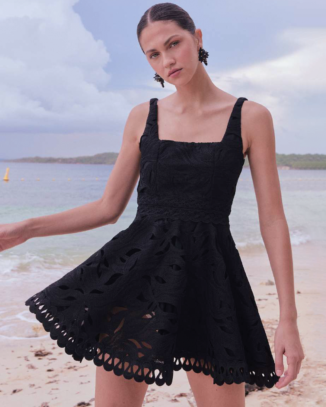 marina mini dress black Black 'Marina' Vegan Shiny Leather Cutout Minidress S Black