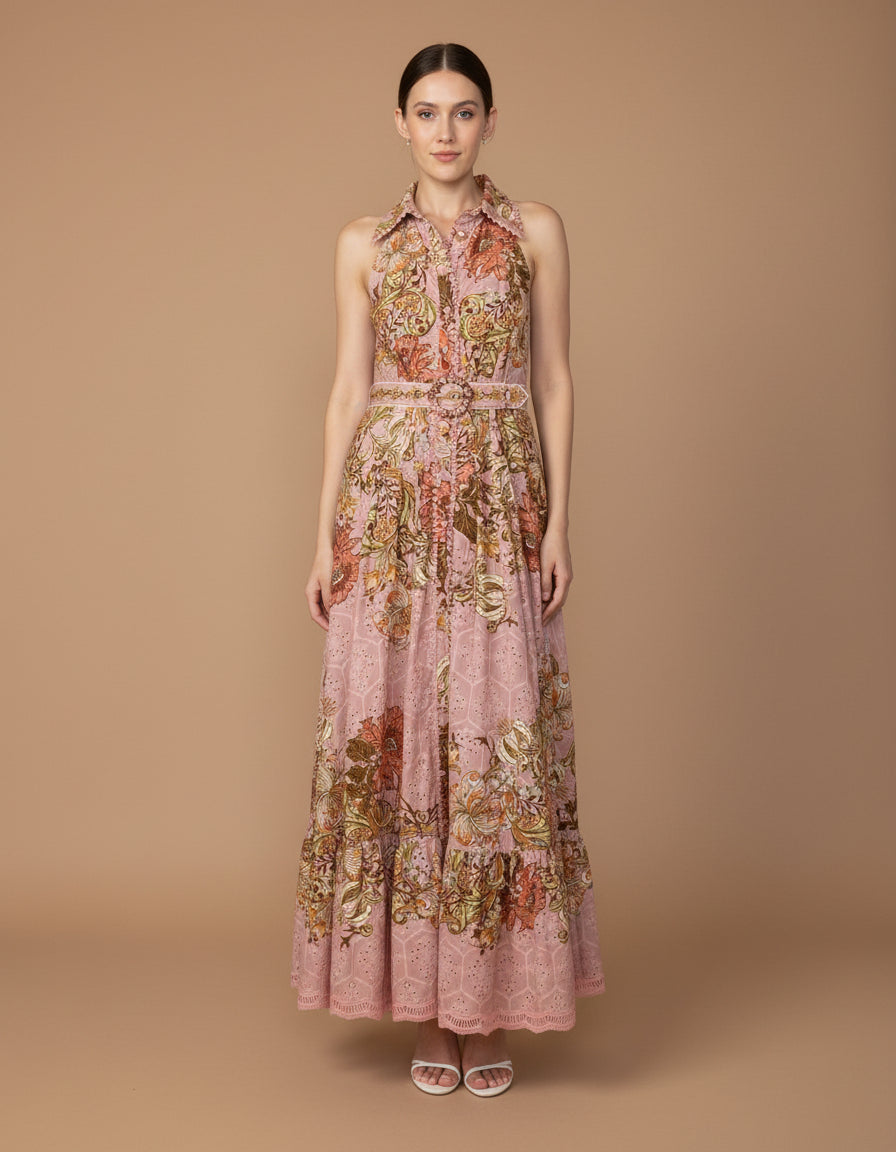 Hemant & Nandita Sula Long Shirt Dress W/Belt | Marina St Barth M