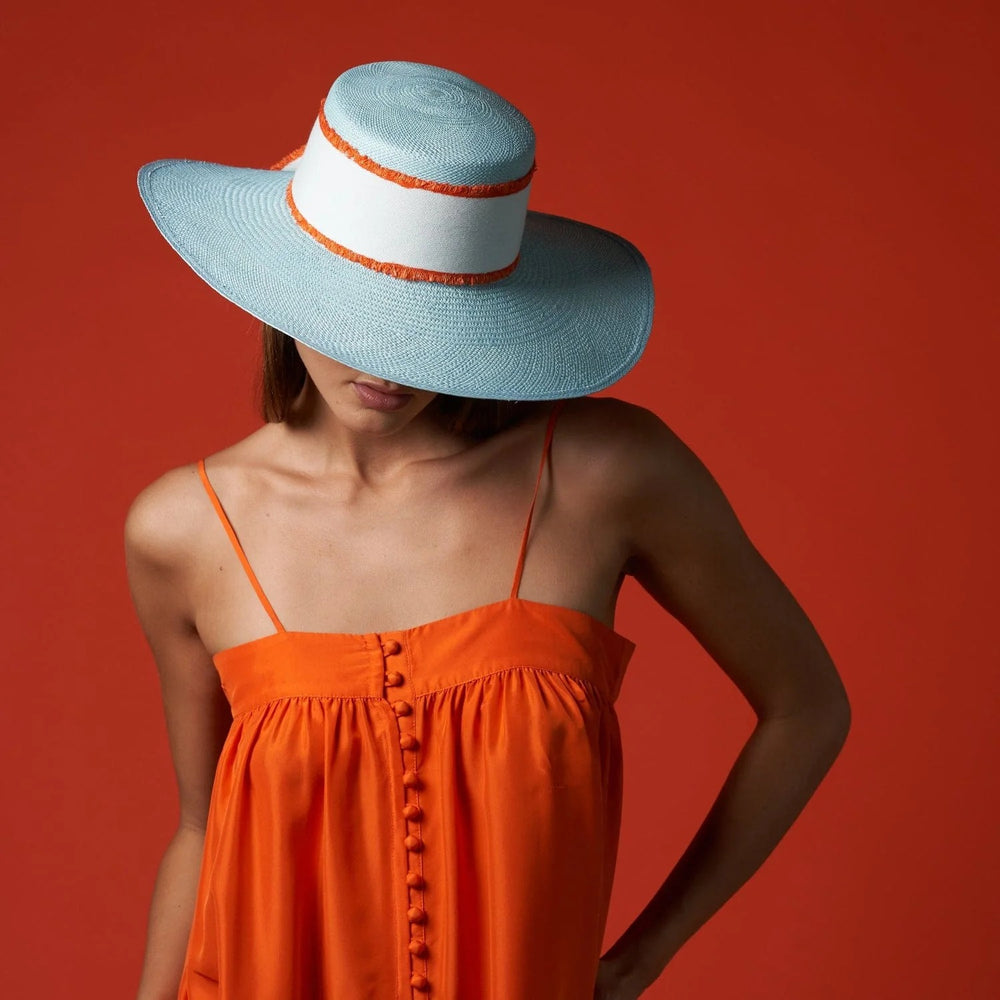 Ecuador Basque Wide Brim Powder Blue & Dyed Band by Artesano from Marina St Barth