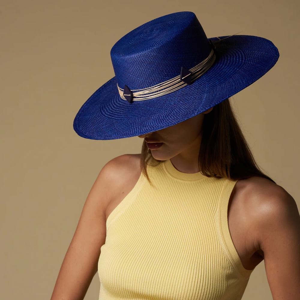 Ecuador Bianca Wide Brim Saphire Blue