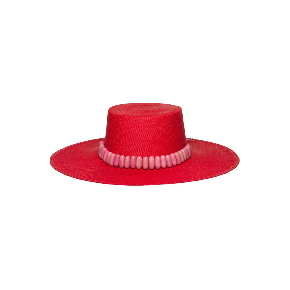 Ecuador Raku Wide Brim Scarlet & Bubblegum Pink by Artesano from Marina St Barth