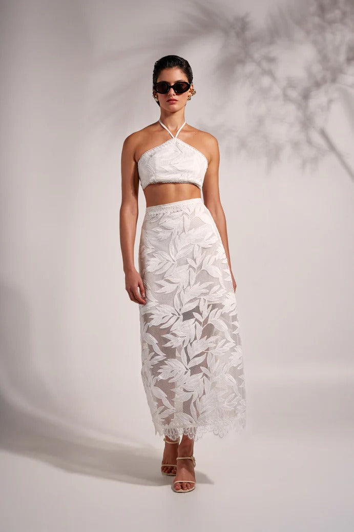 ★RAIVE★ Punching Knit Long Skirt in White VK4MS26101 Waimari Arya Maxi Skirt White