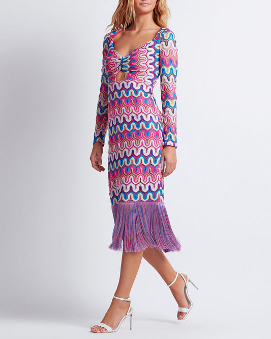 PatBo Crochet Cut Out Fringe Dress - Premium Long Dresses from Marina St Barth - Just $825! Shop now at Marina St Barth