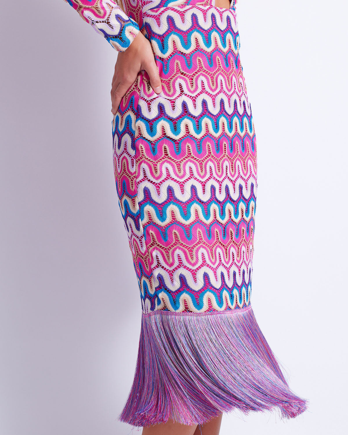 PatBo Crochet Cut Out Fringe Dress - Premium Long Dresses from Marina St Barth - Just $825! Shop now at Marina St Barth