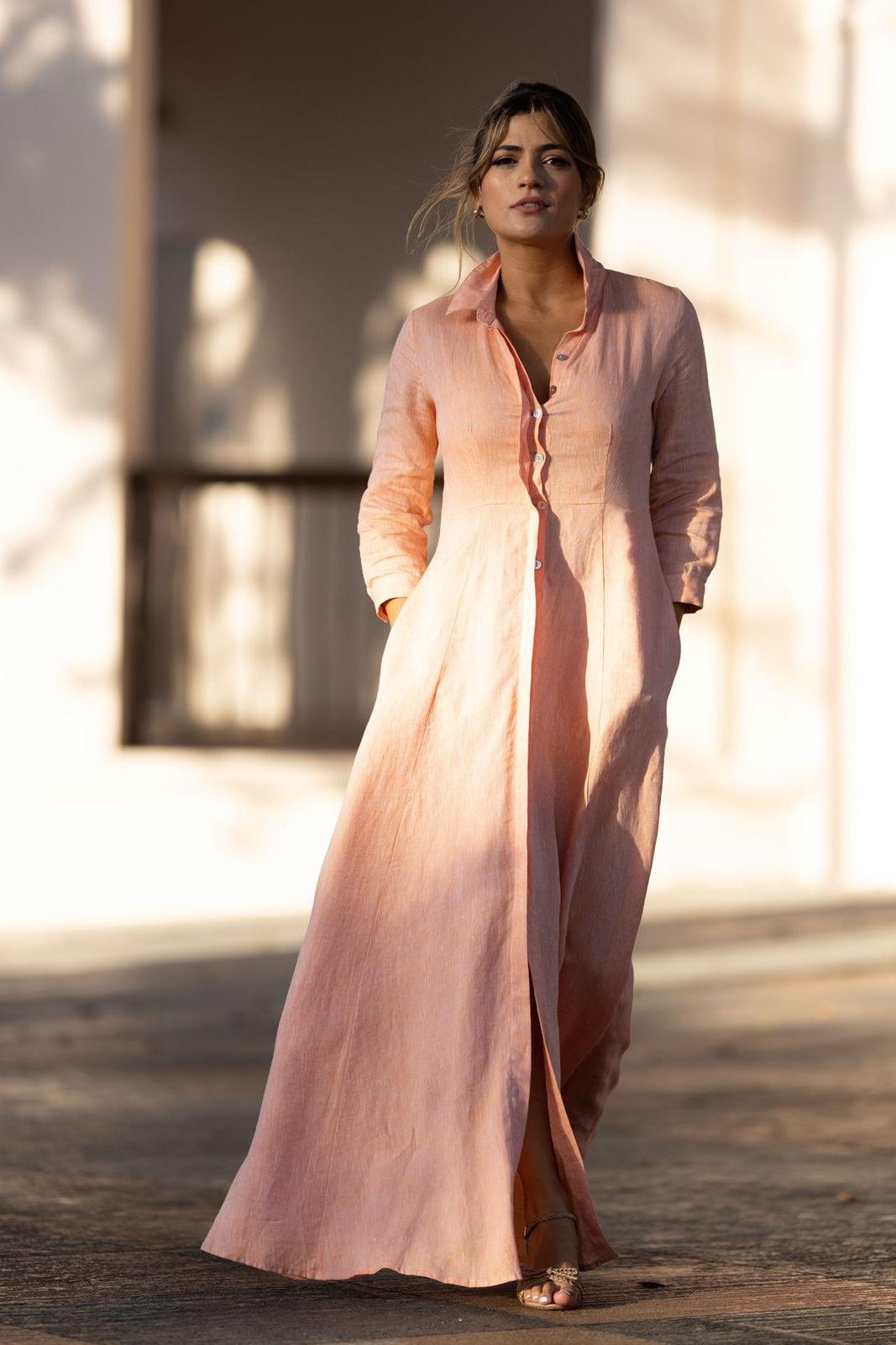 Spolverino Long Linen Dress Solid at Marina St Barth