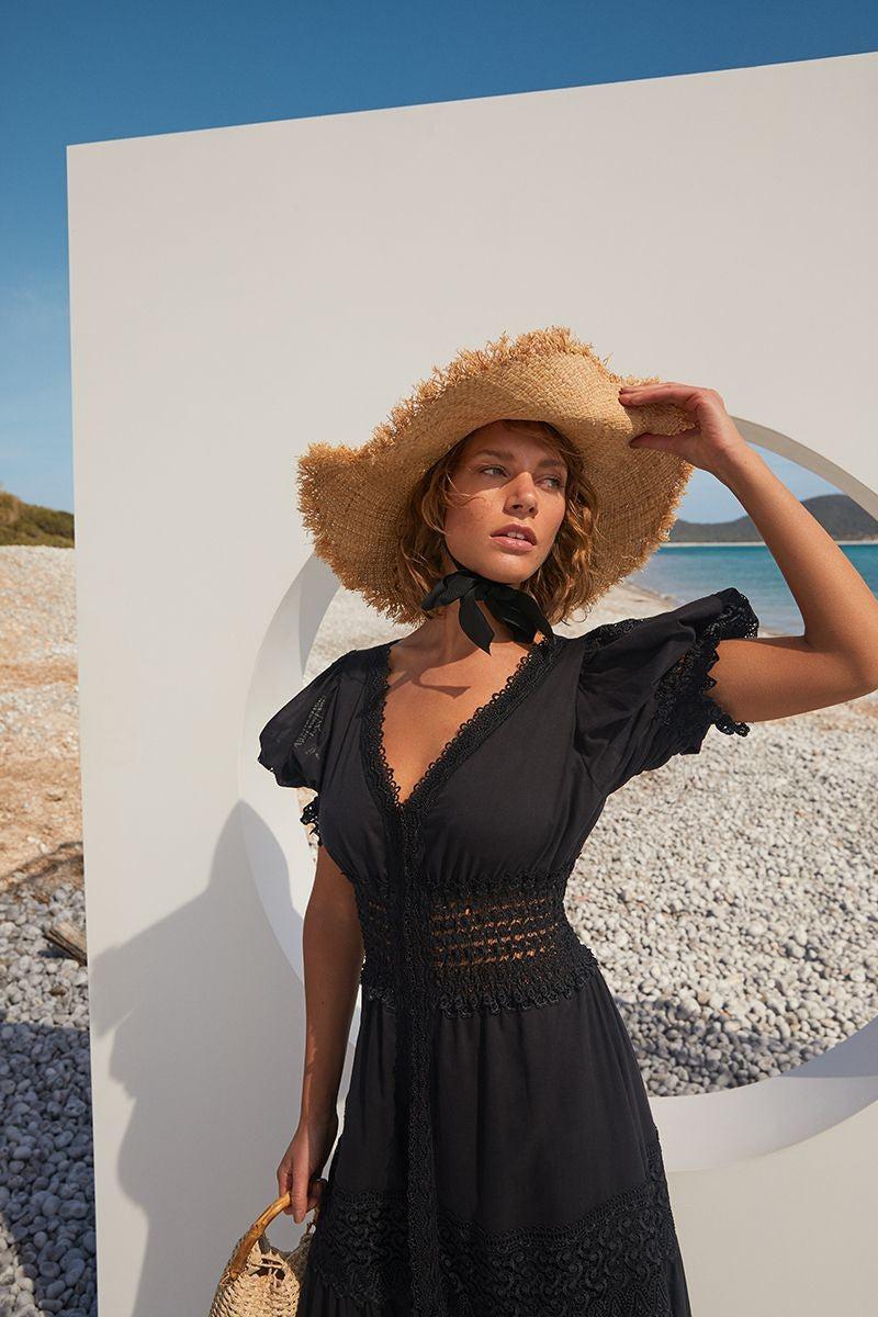 Charo Ruiz Clemence V-Neck Long Dress | Marina St Barth L / Black Charo Ruiz Clemence V-Neck Long Dress | Marina St Barth L / Black