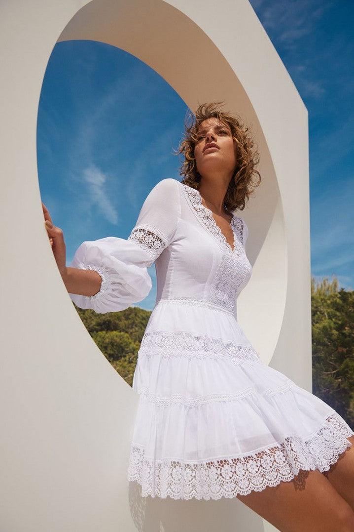 Charo Ruiz Ibiza Violette V-Neck Short Dress | Marina St Barth S / White Charo Ruiz Ibiza Violette V-Neck Short Dress | Marina St Barth S / White