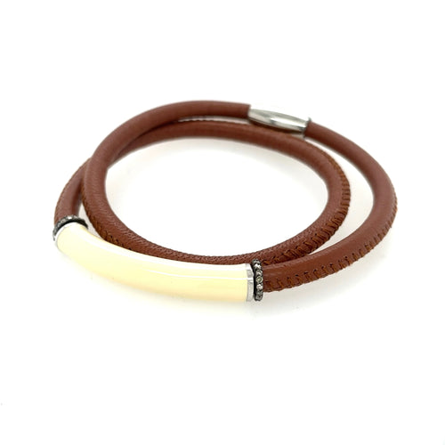 Ellen Hoffman Double Wrap Light Brown Bracelets by Ellen Hoffman from Marina St Barth