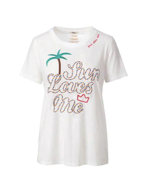 Me 369 Willow Palm Embroidered Tee Shirt - Premium Tee Shirt from Marina St Barth - Just $130! Shop now at Marina St Barth