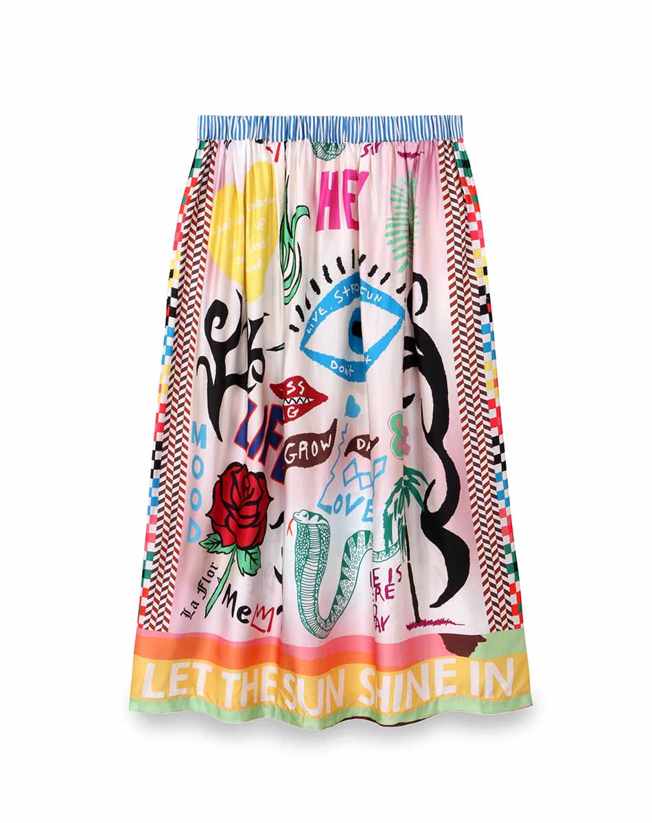 Me 369 Alexa Tatoo Midi Skirt - Premium Skirts from Marina St Barth - Just $225! Shop now at Marina St Barth