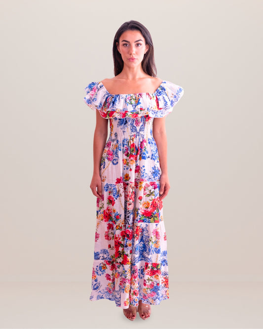 Positano Volant Linen Long Dress - Premium Long dress from Marina St. Barth - Just $530! Shop now at Marina St Barth