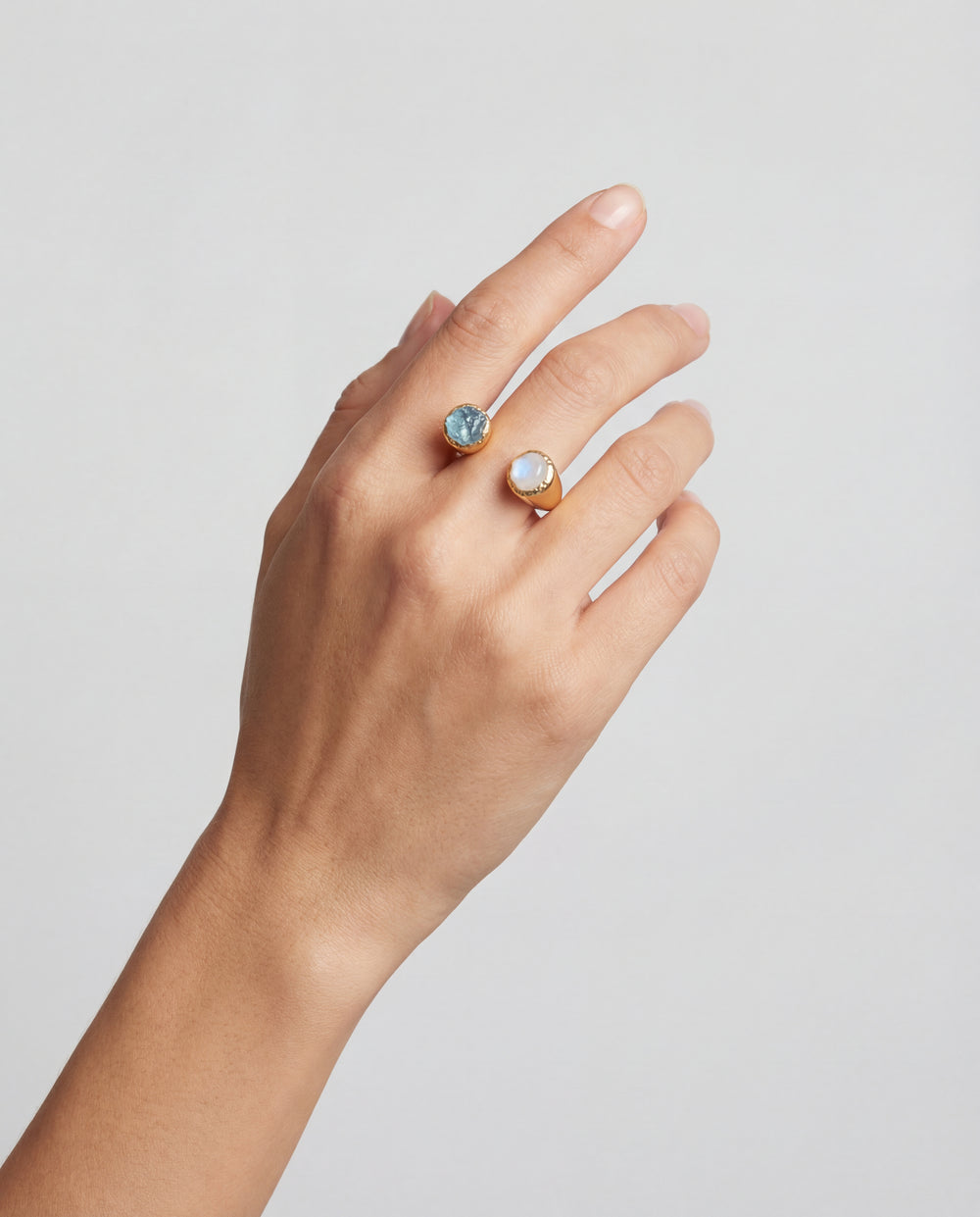 Aquamarine & Moonstone Stargazer Ring