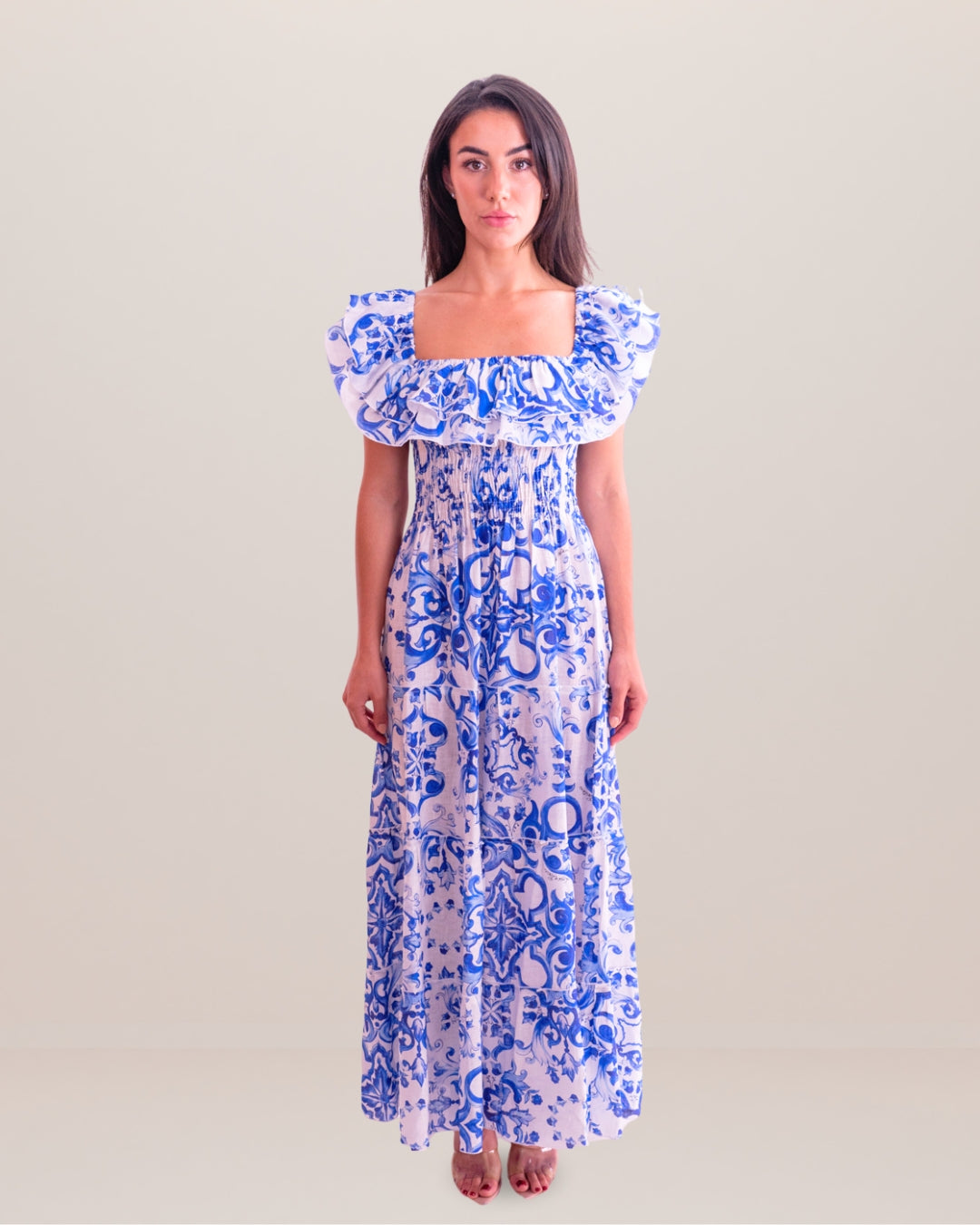 Positano Volant Linen Long Dress - Premium Long dress from Marina St. Barth - Just $530! Shop now at Marina St Barth