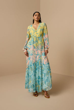Hemant & Nandita  Wani Long Dress With Tie Up Tassels by Hemant & Nandita from Marina St Barth