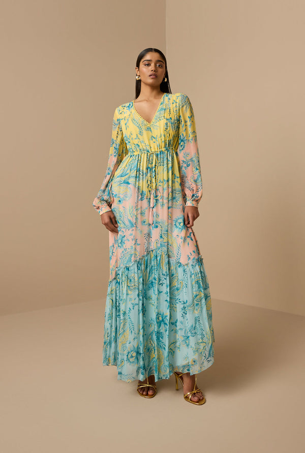 Hemant & Nandita  Wani Long Dress With Tie Up Tassels by Hemant & Nandita from Marina St Barth