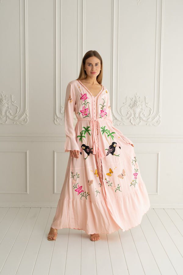 embroidered kimono dress Bijou Blossom Kimono Mini Dress