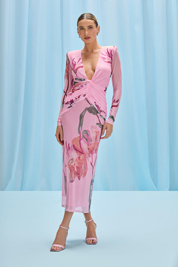 PatBo Honey Flower Tulle Midi Dress