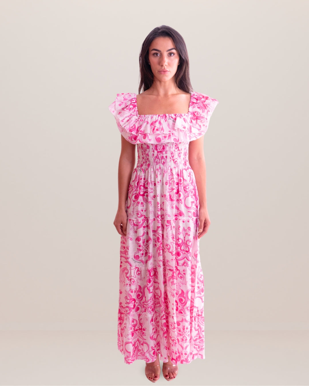 Positano Volant Linen Long Dress - Premium Long dress from Marina St. Barth - Just $530! Shop now at Marina St Barth