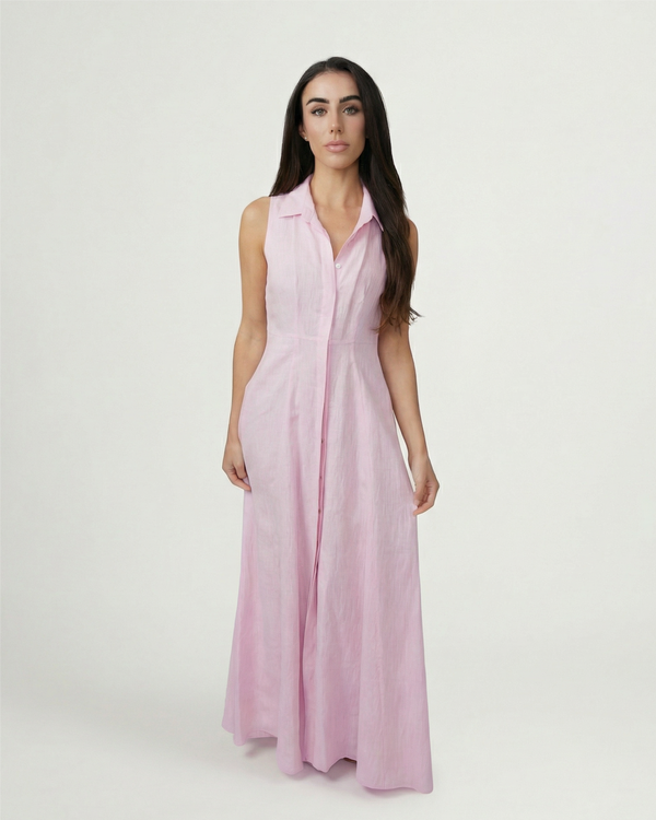 Linen Shirt Dress No Sleeve