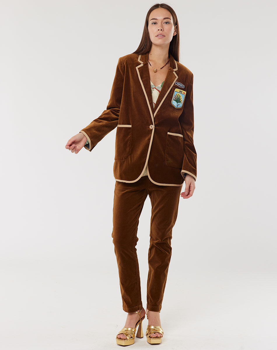 Me 369 Simone Velours Brown Blazer - Premium Blazer from Marina St Barth - Just $498! Shop now at Marina St Barth