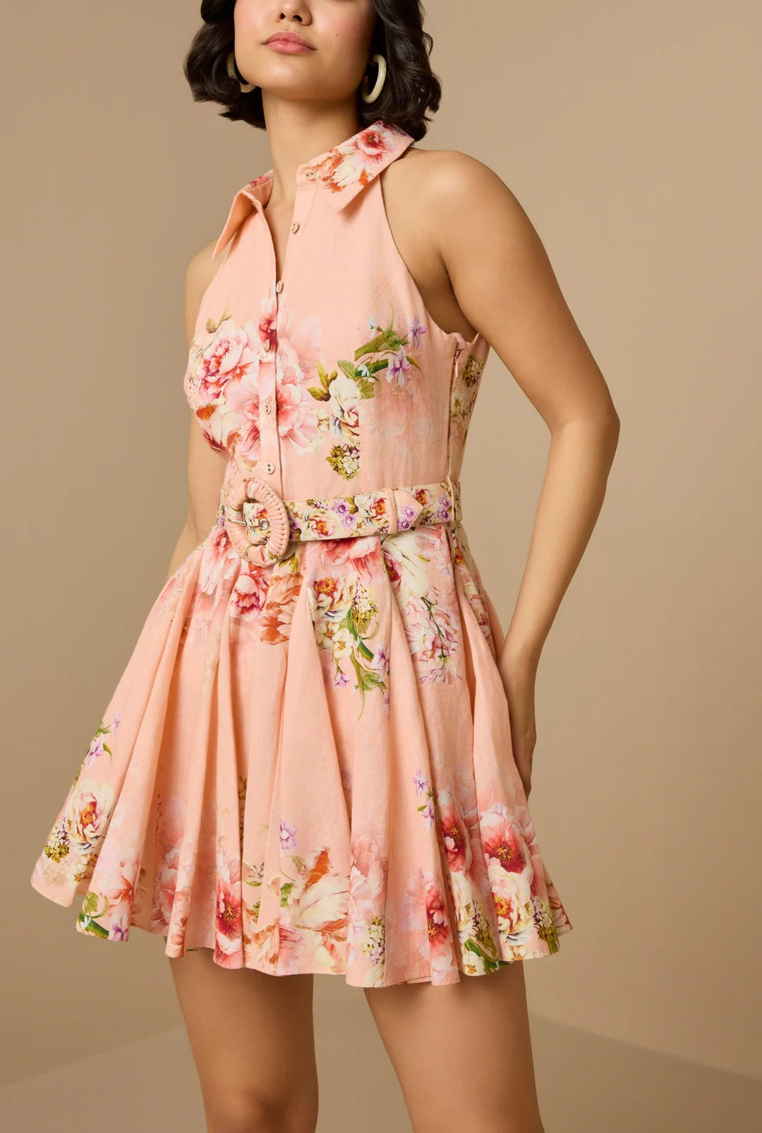 Hemant & Nandita Kavi Short Dress With Buckle Belt | Marina