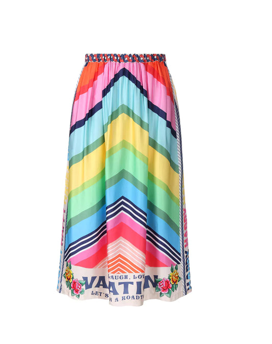 Me369 Alexa Printed Skirt Multi Red - Premium Skirts from Marina St Barth - Just $225! Shop now at Marina St Barth