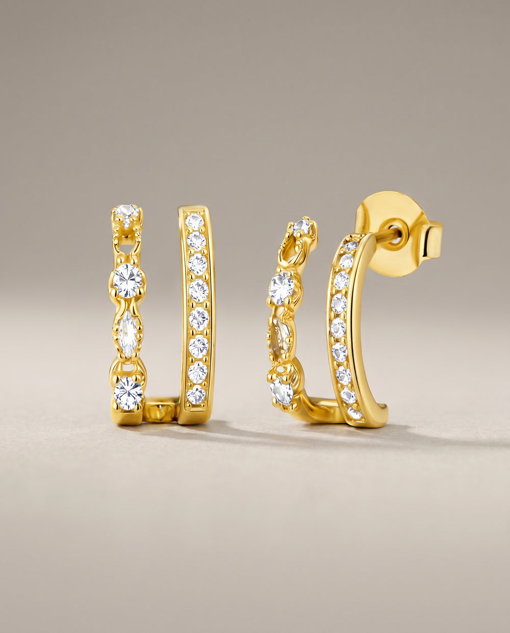 Katie Two Rows Hoops Earrings