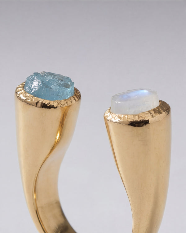 Aquamarine & Moonstone Stargazer Ring