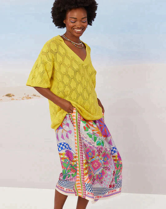 Elizabeth Rangoli Printed Midi Skirt - Premium Long Skirts from Marina St Barth - Just $225.00! Shop now at Marina St Barth