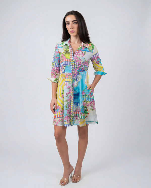 Shirt Dress Mini Linen Finta