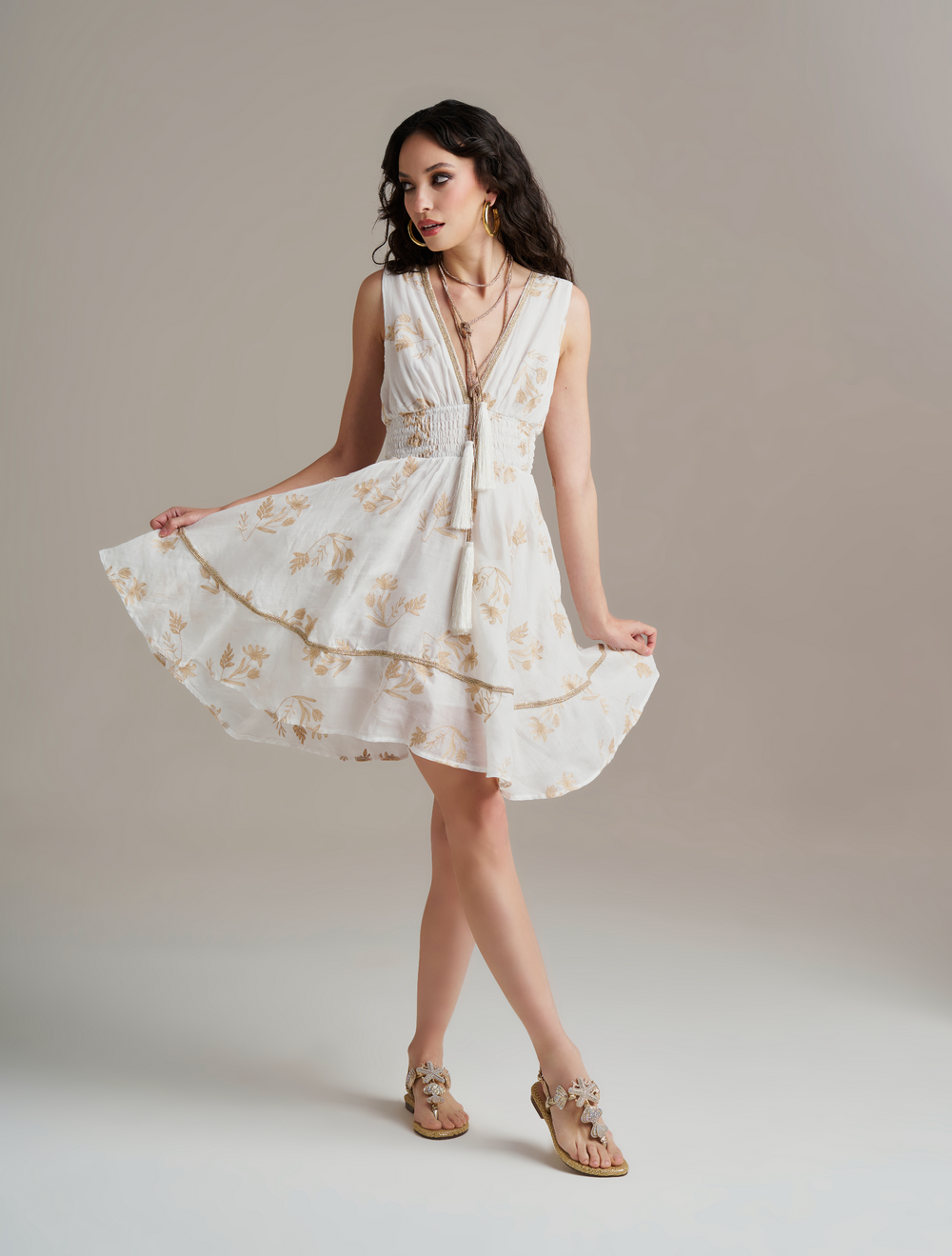 Short Dress Silk Primula White 4323164