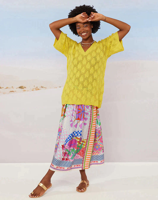 Elizabeth Rangoli Printed Midi Skirt - Premium Long Skirts from Marina St Barth - Just $225.00! Shop now at Marina St Barth