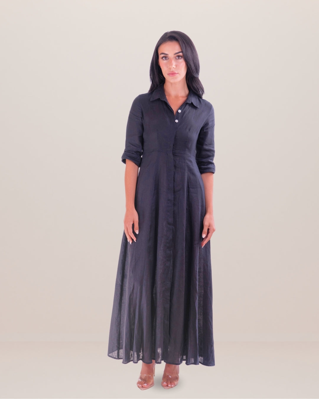 Shirt Dress Long Linen Solid - Premium Dresses from Marina St. Barth - Just $450! Shop now at Marina St Barth