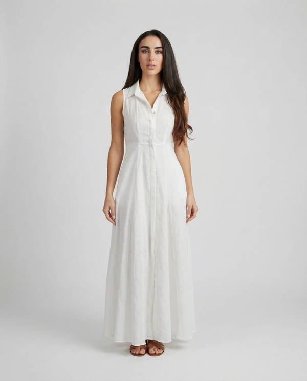 Linen Shirt Dress No Sleeve