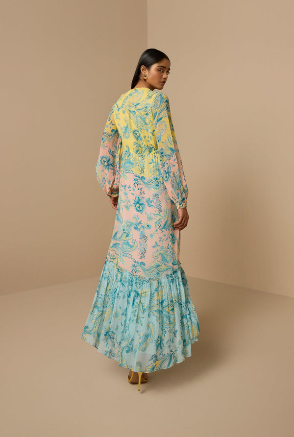 Hemant & Nandita  Wani Long Dress With Tie Up Tassels by Hemant & Nandita from Marina St Barth