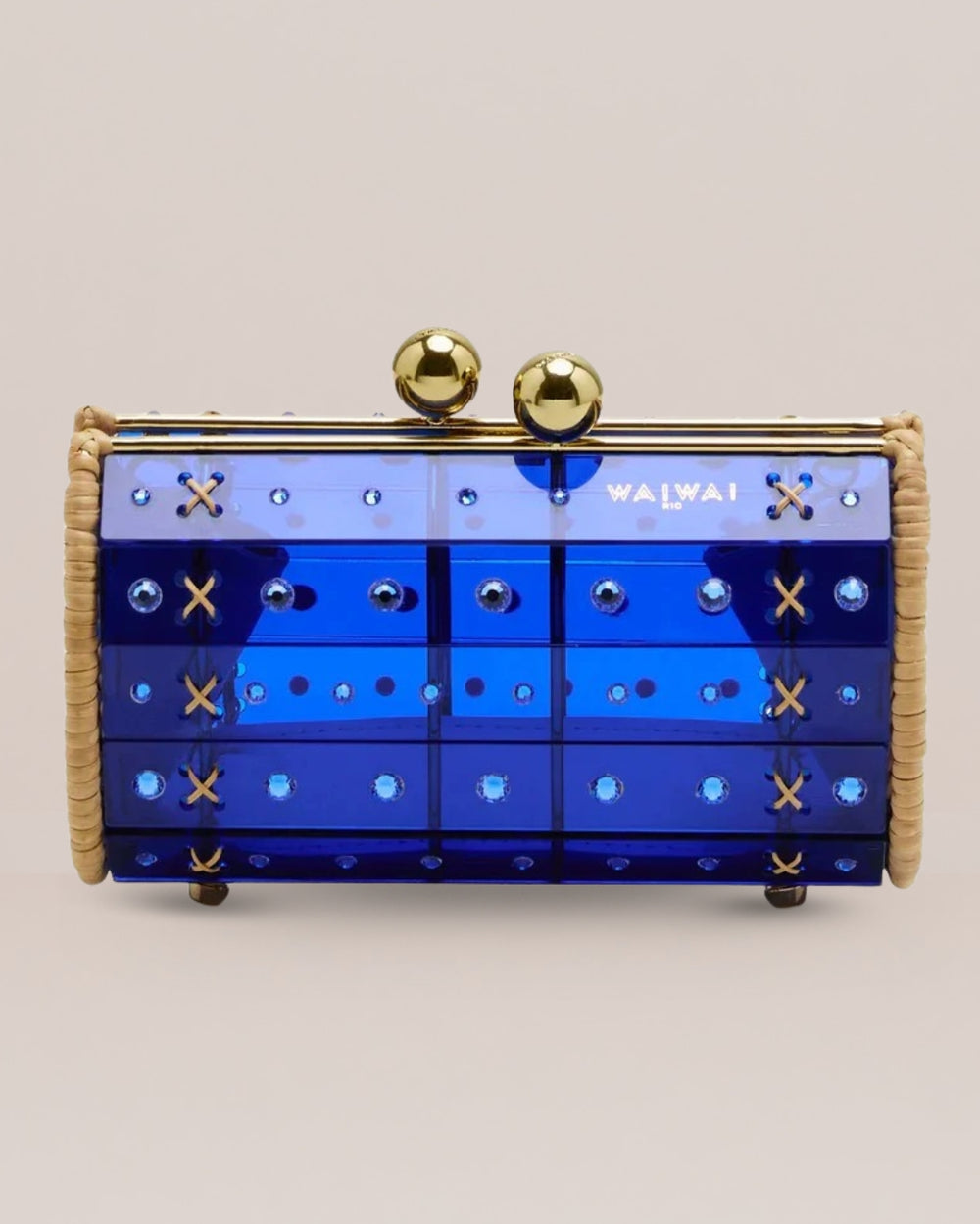 Clutch Strass Gold Blue