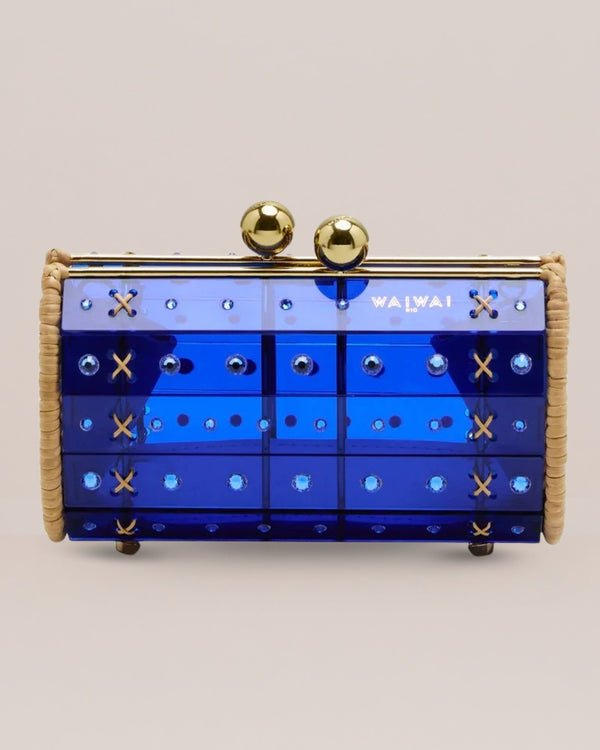 Clutch Strass Gold Blue