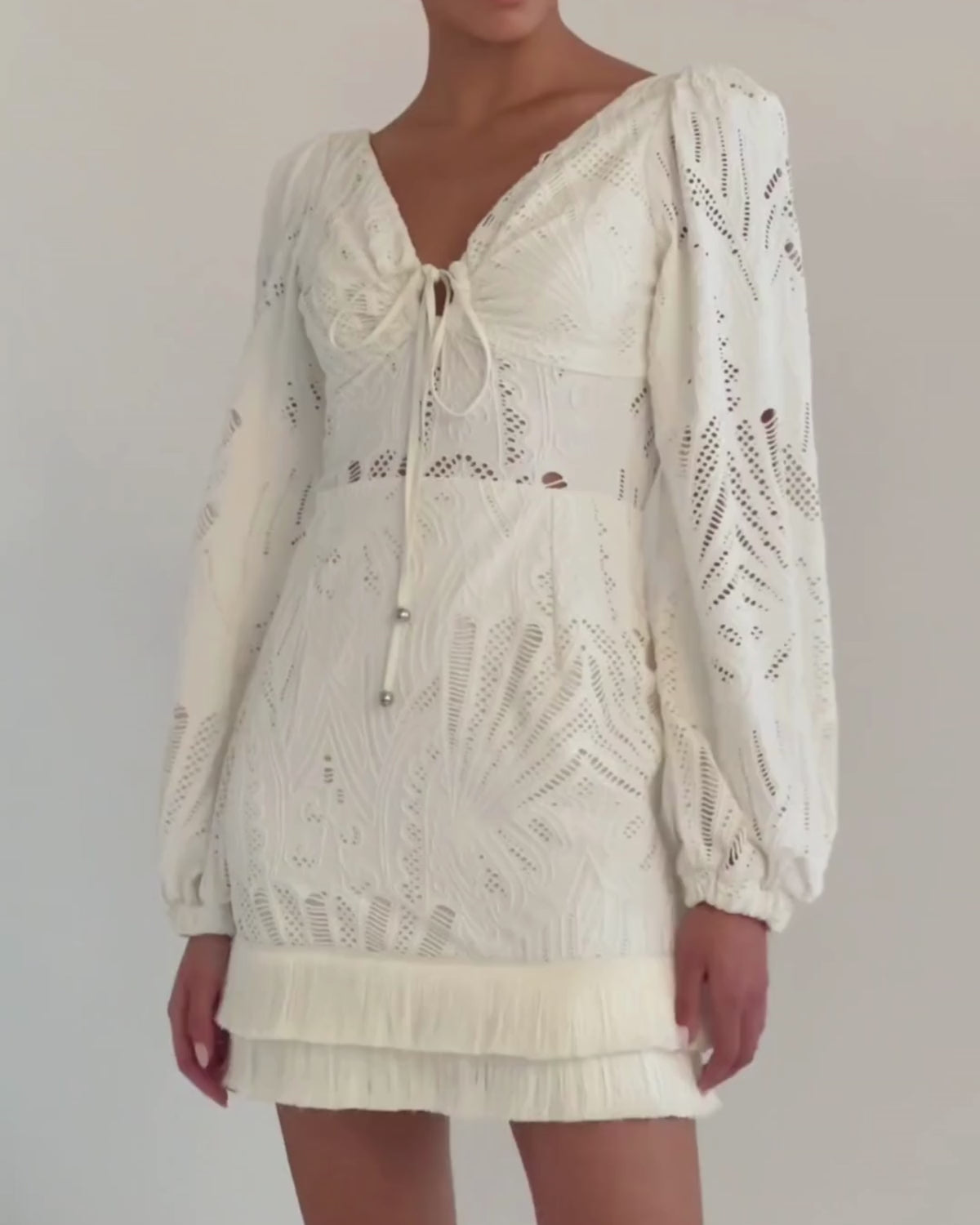 PatBo Long Sleeve Lace Mini Dress - Premium Short dress from Marina St Barth - Just $675! Shop now at Marina St Barth