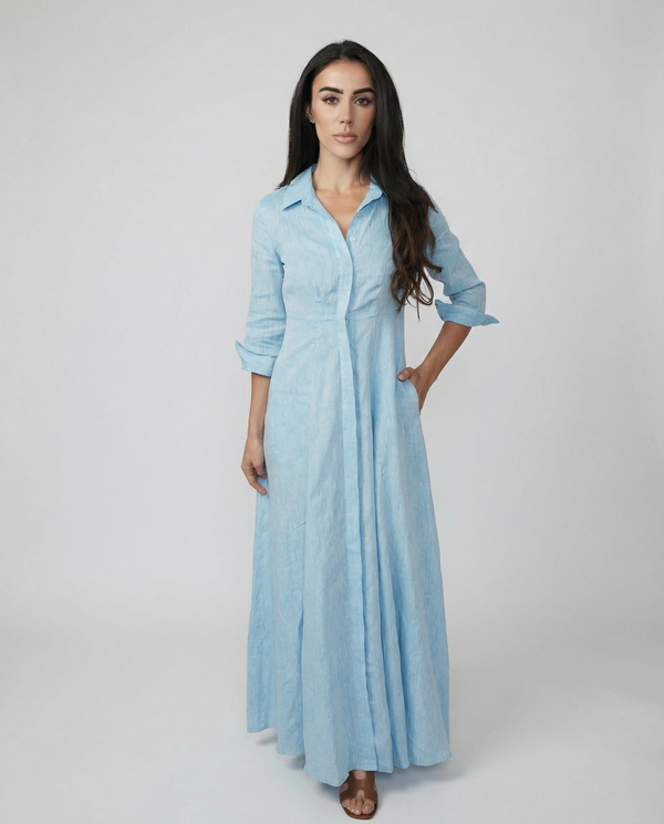 Shirt Dress Long Linen Solid | Marina St Bath Shirt Dress Long Linen Solid | Marina St Bath