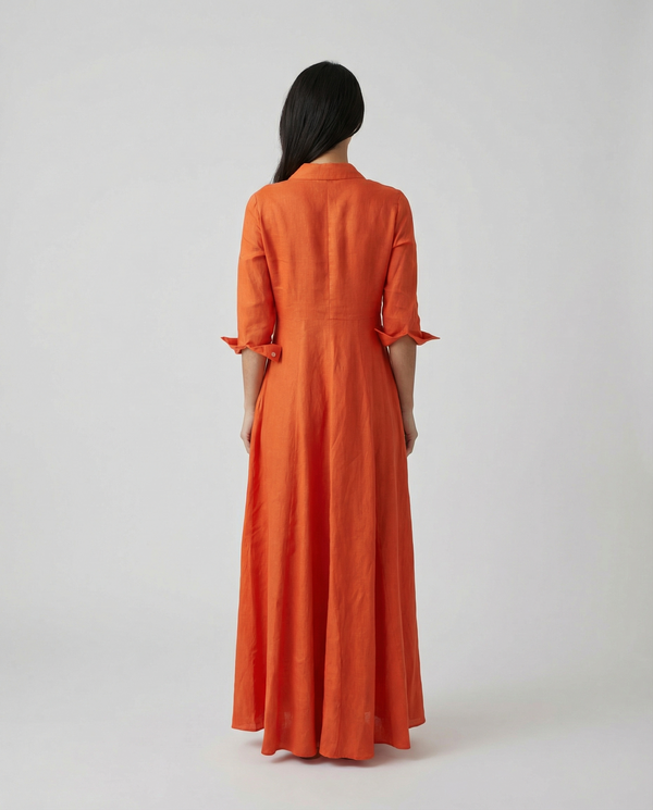 Shirt Dress Long Linen Solid